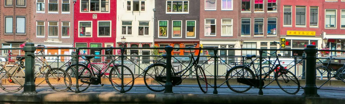 Cycles on a bridge in Amsterdam